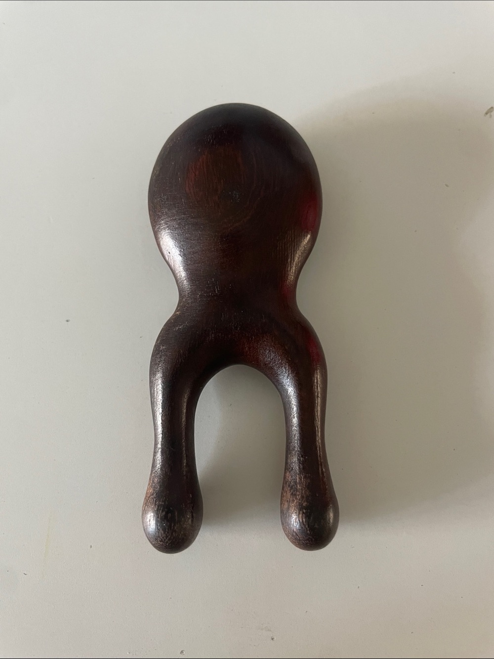 Hand-Carved Dark Brown Wooden Massage Tool